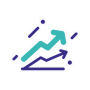 An icon with three arrows pointing up to symbolize business growth